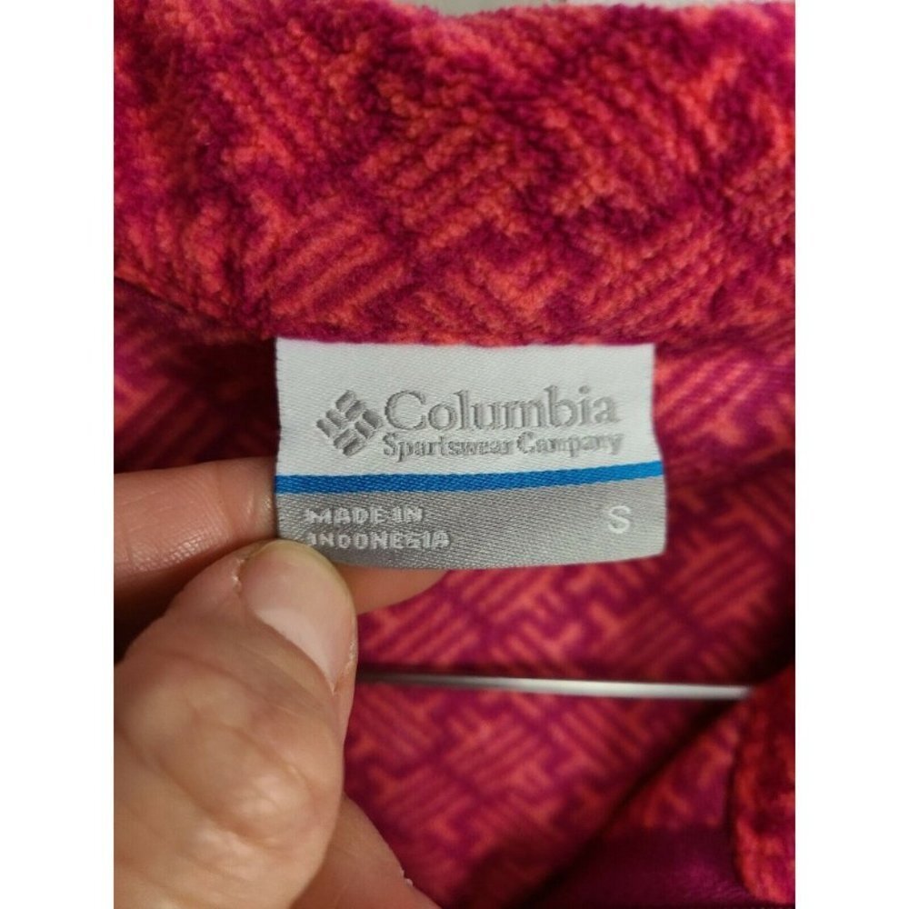 Columbia Fleece Pullover Red Pink Long Sleeve SZ S - Picture 6 of 7